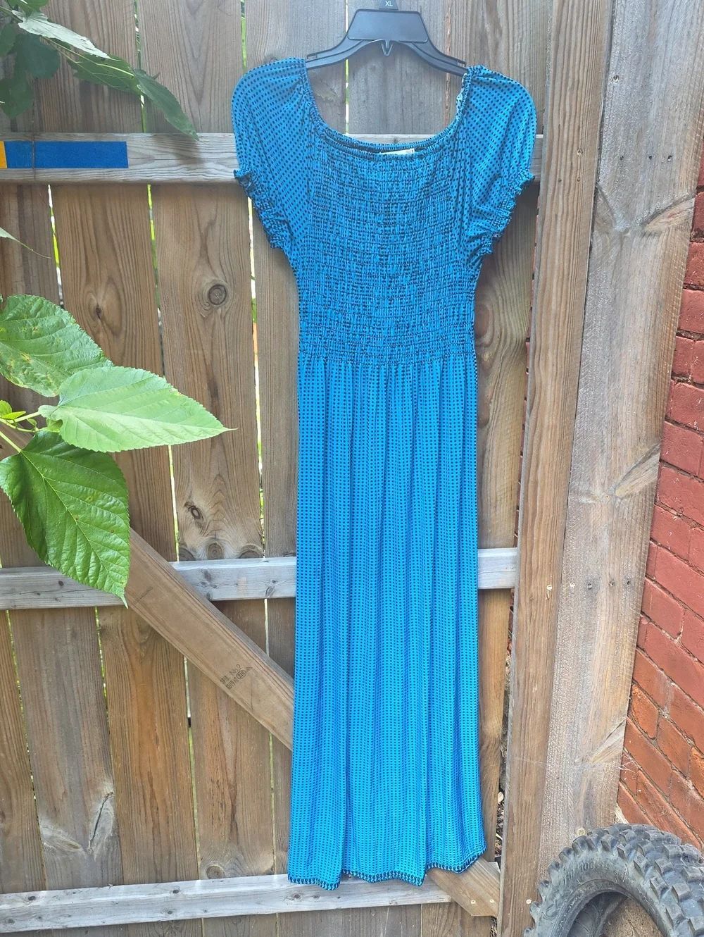 Blue Smocked Maxi Dress
